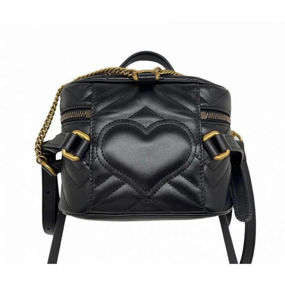 Gucci New GG Marmont Black Leather Vanity Case Mini Backpack - Picture 4 of 14